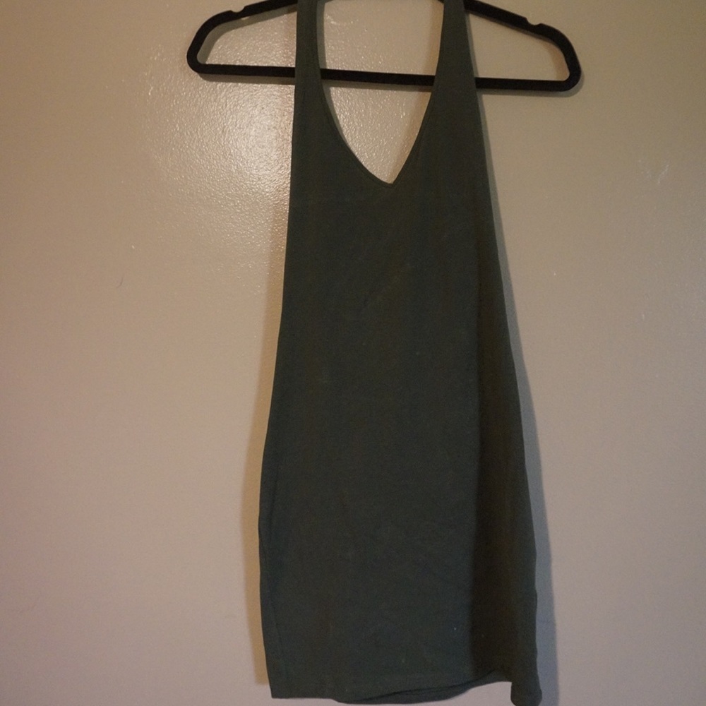 Olive halter mini dress